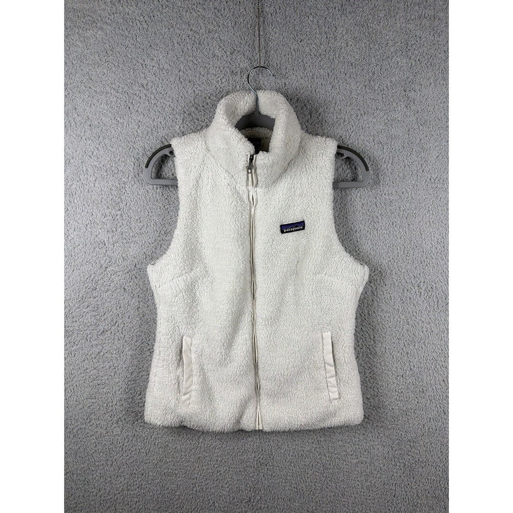 Patagonia Los Gatos Vest Womens Sz S White Fleece Sherpa Full Zip Pockets 25216